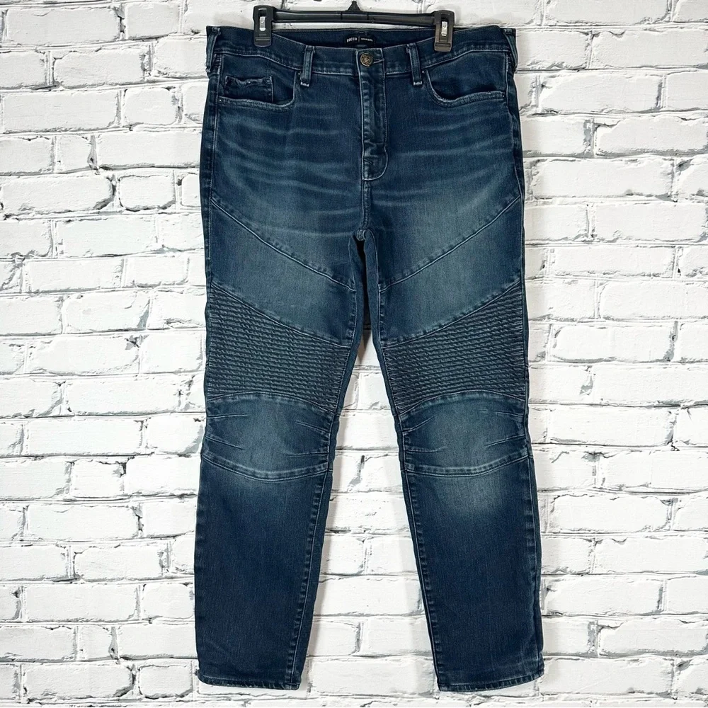 True Religion Men’s Rocco Relaxed Skinny Moto Medium Wash Blue Jeans 36x28 Y2k